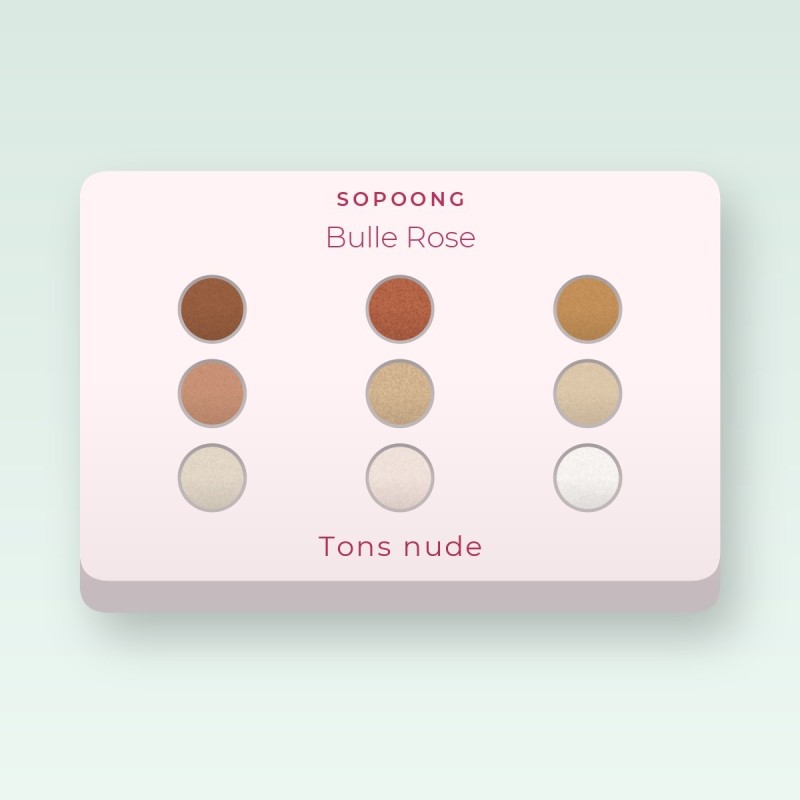 Palette yeux Bulle Rose au bleuet – Sopoong, 12 × 1 g, teinte Tons nude