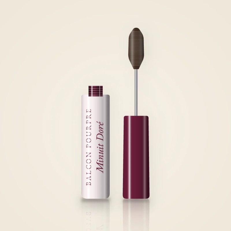 Mascara fortifiant Minuit Doré – Balcon Pourpre, flacon et brosse 10 ml, teinte Brun
