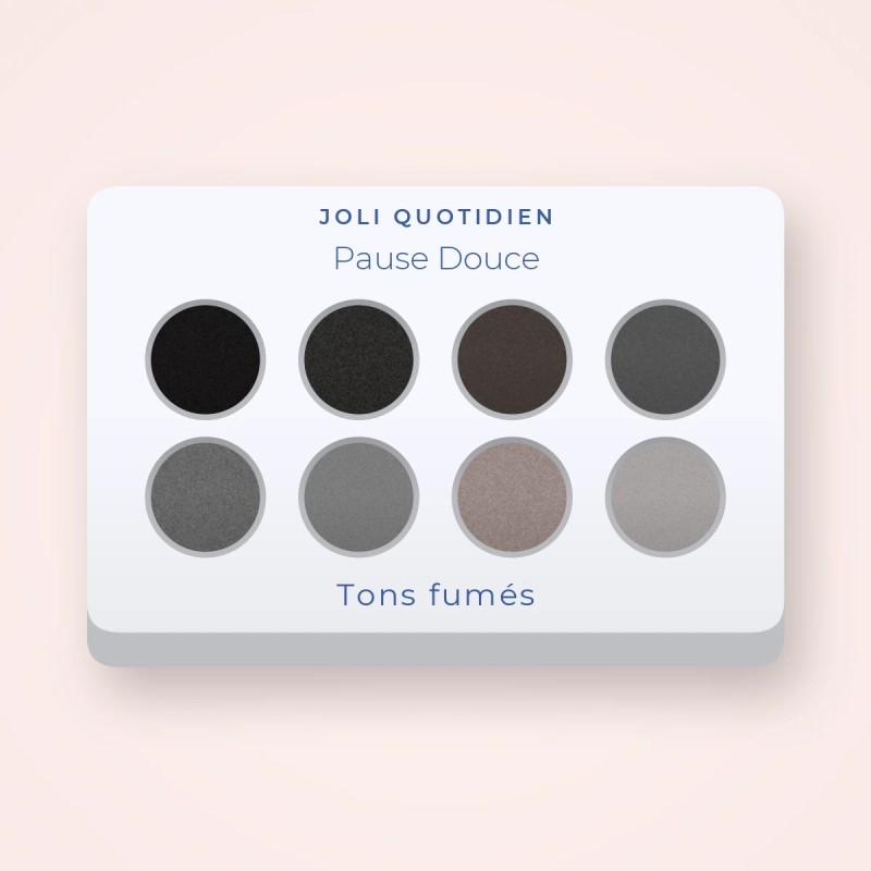 Palette yeux haute pigmentation Pause Douce – Joli Quotidien, 4 × 1,2 g, teinte Tons fumés