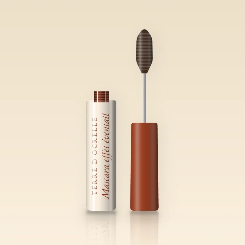 Mascara effet éventail à la cire de tournesol – Terre d'Ocrelle, flacon et brosse 10 ml, teinte Brun