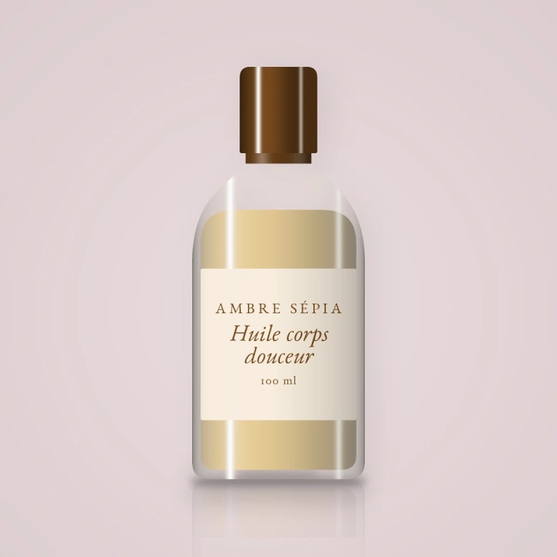 Huile corps sèche douceur au karité – Ambre Sépia, flacon 100 ml