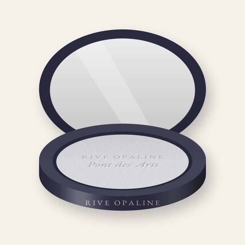 Enlumineur Pont des Arts à la poudre de perle – Rive Opaline, boîtier 4,5 g, teinte Lune argentée