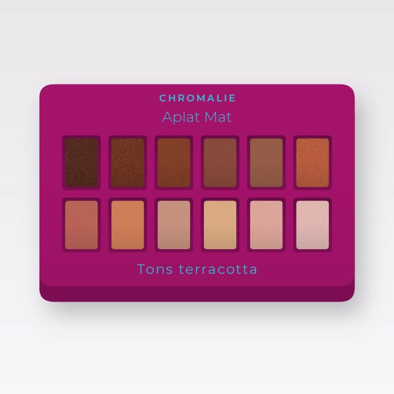 Palette yeux Aplat Mat à l'huile de tournesol – Chromalie, 12 × 1 g, teinte Tons terracotta