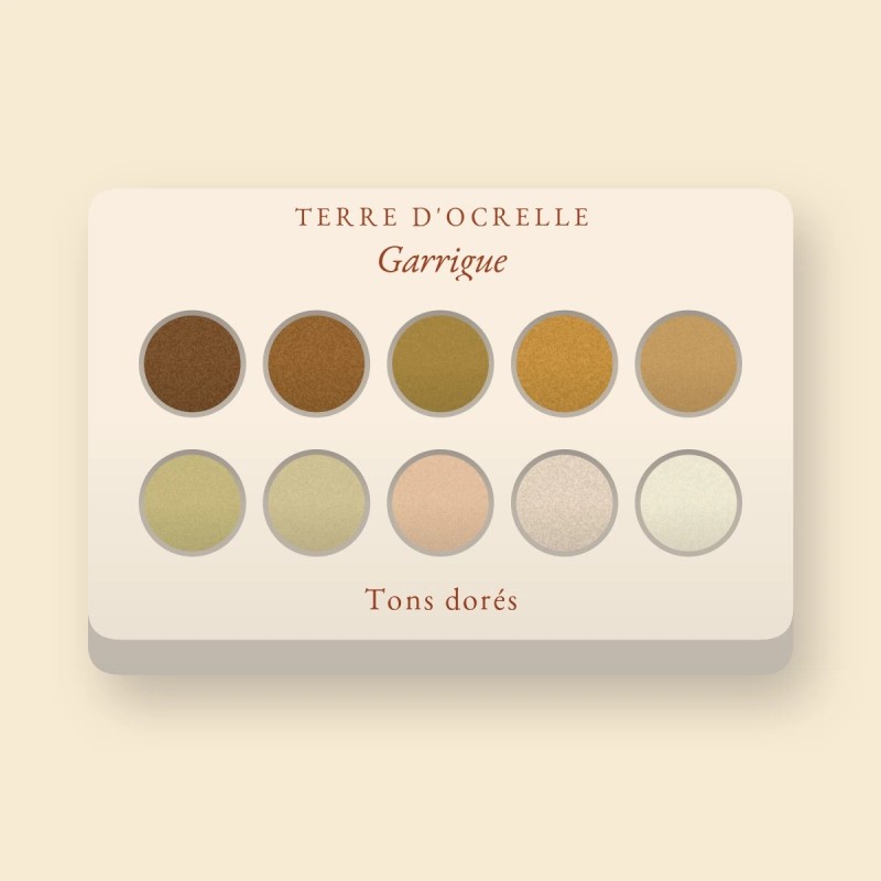 Palette yeux confort Garrigue – Terre d'Ocrelle, 9 × 1 g, teinte Tons dorés