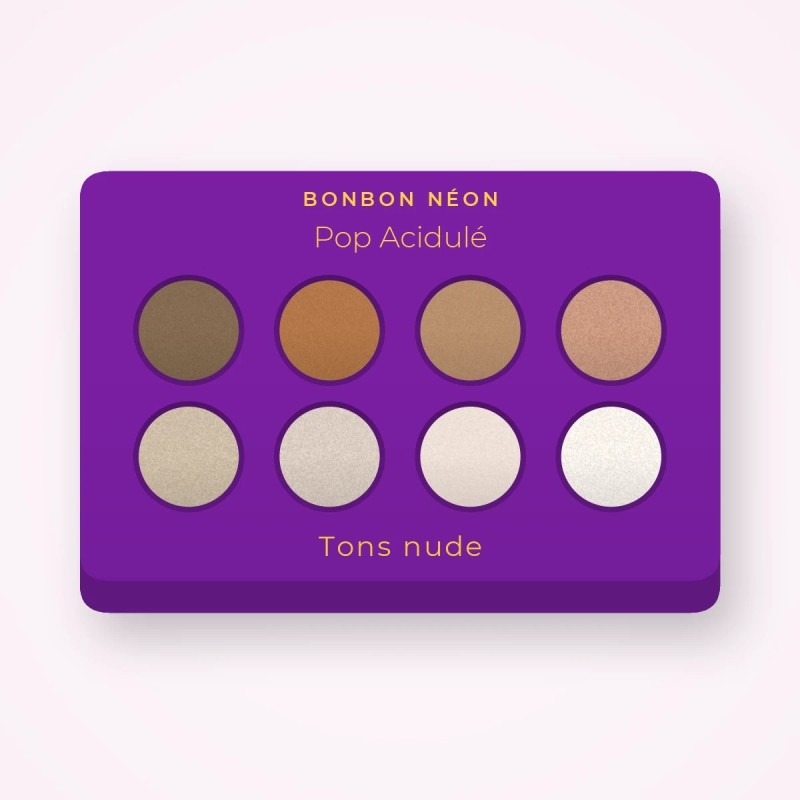 Palette yeux Pop Acidulé à l'huile d'argan – Bonbon Néon, 9 × 1 g, teinte Tons nude