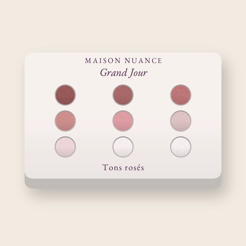 Palette yeux haute tenue Grand Jour – Maison Nuance, 12 × 1 g, teinte Tons rosés