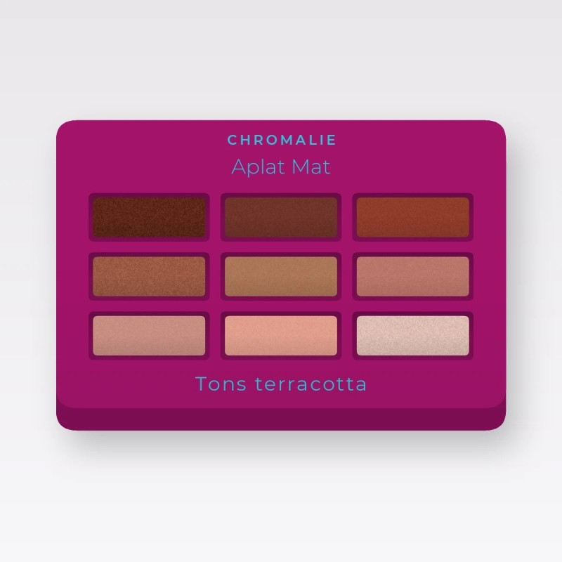 Palette yeux Aplat Mat à l'huile de raisin – Chromalie, 4 × 1,2 g, teinte Tons terracotta