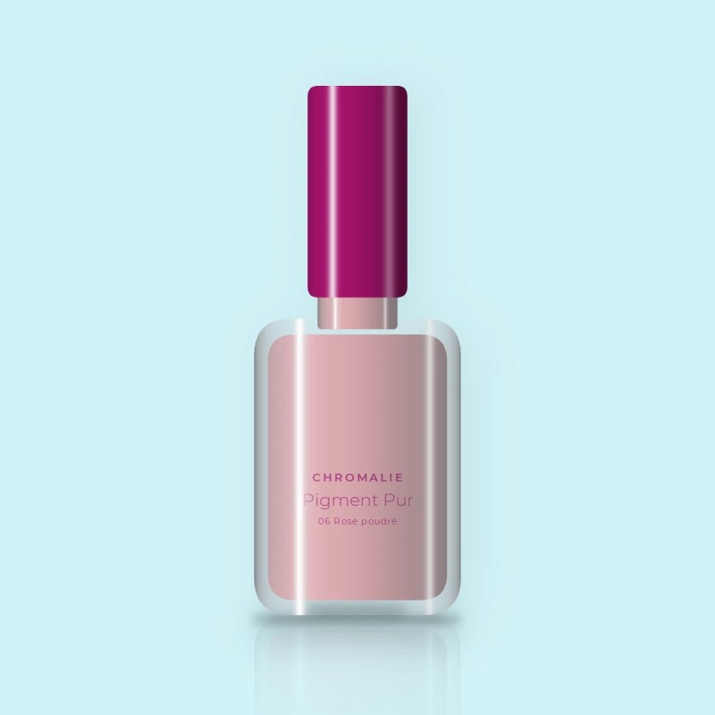 Vernis à ongles Pigment Pur tenue extrême – Chromalie, flacon 5 ml, teinte 06 Rose poudré