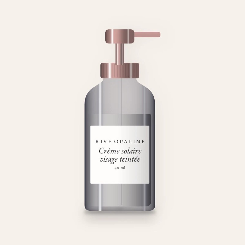 Crème solaire visage teintée à la centella asiatica SPF 30 – Rive Opaline, flacon-pompe 40 ml