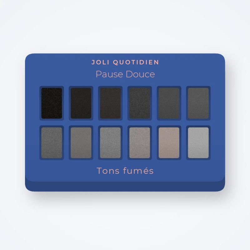 Palette yeux Pause Douce à l'huile de raisin – Joli Quotidien, 4 × 1,2 g, teinte Tons fumés