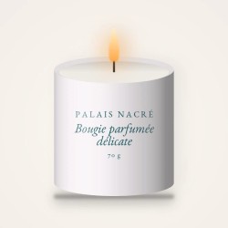 Bougie parfumée délicate au sapin baumier – Palais Nacré, pot en verre 70 g