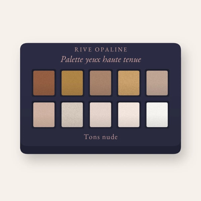 Palette yeux haute tenue au kaolin – Rive Opaline, 9 × 1 g, teinte Tons nude