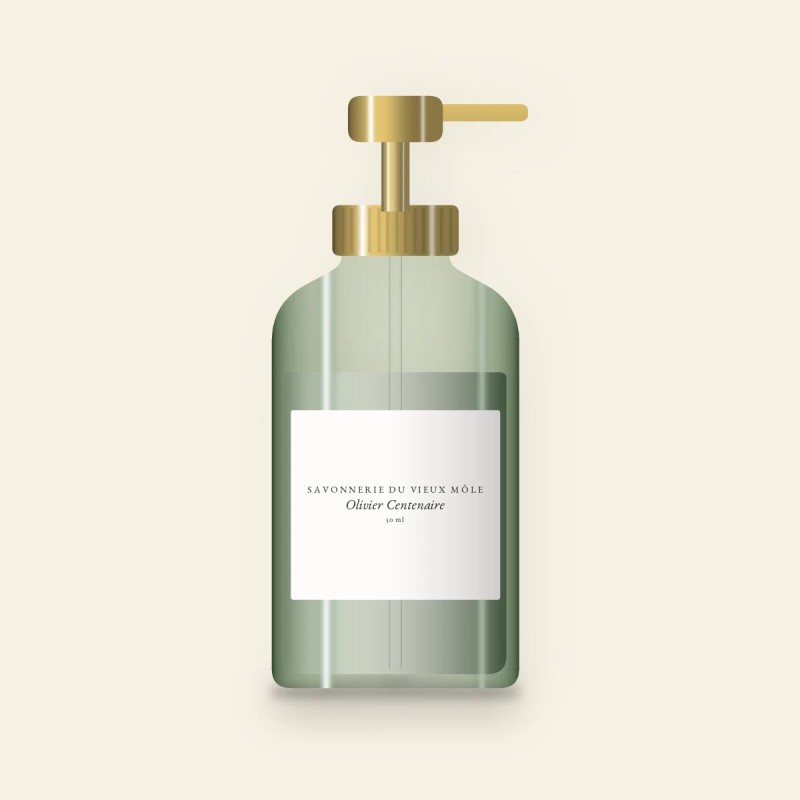 Soin visage Olivier Centenaire à la provitamine B5 – Savonnerie du Vieux Môle, flacon-pompe 50 ml
