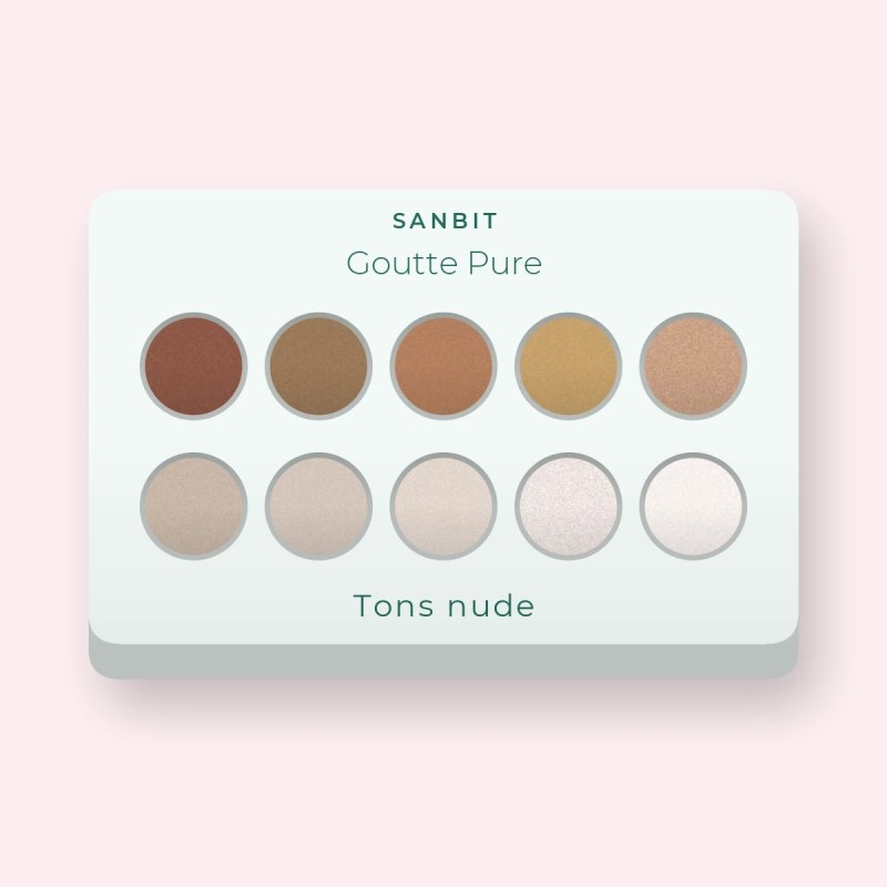 Palette yeux Goutte Pure au beurre de karité – Sanbit, 12 × 1 g, teinte Tons nude