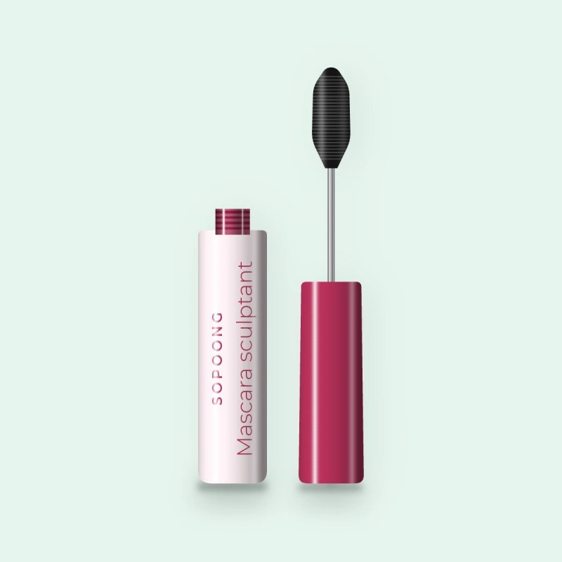 Mascara sculptant aux protéines de riz – Sopoong, flacon et brosse 10 ml, teinte Noir