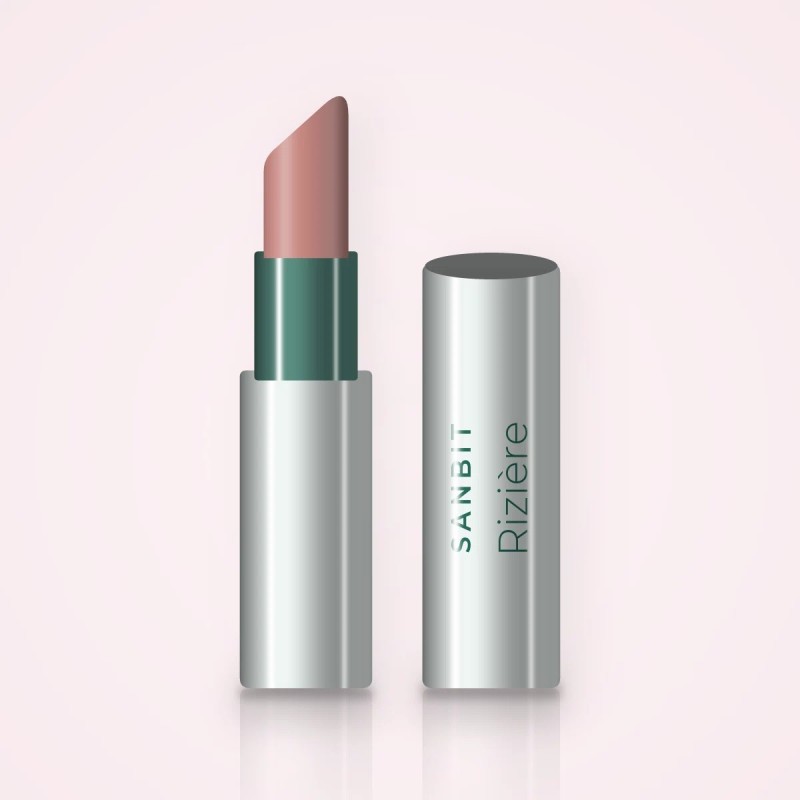 Rouge à lèvres réconfortant Rizière – Sanbit, étui 3,8 g, teinte 02 Nude rosé