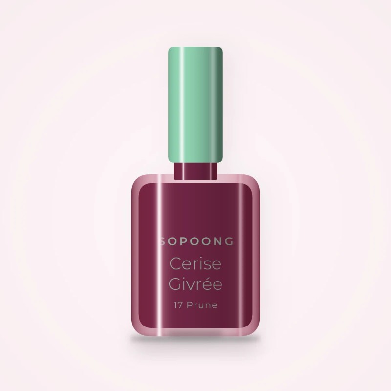Vernis à ongles Cerise Givrée à l'huile de raisin – Sopoong, flacon 5 ml, teinte 17 Prune