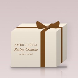 Coffret parfum Résine Chaude exquis – Ambre Sépia, 30 ml + 50 ml