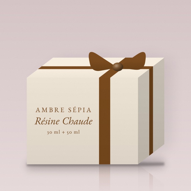 Coffret parfum Résine Chaude exquis – Ambre Sépia, 30 ml + 50 ml
