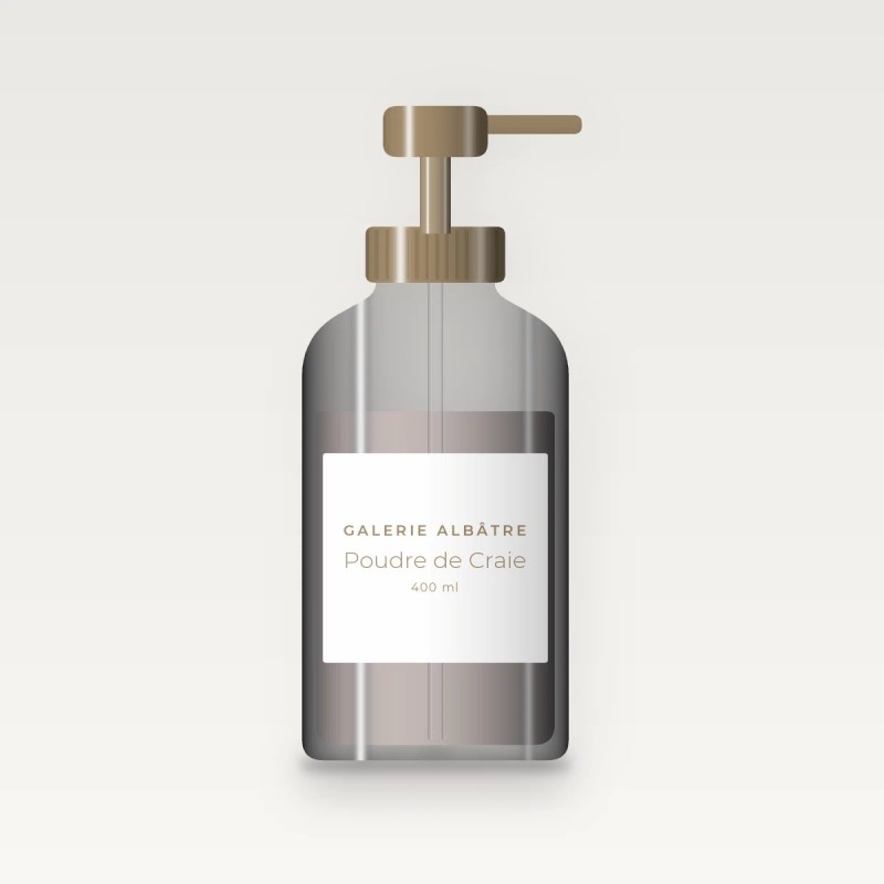 Poudre de Craie nettoyant visage anti-imperfections – Galerie Albâtre, flacon-pompe 400 ml