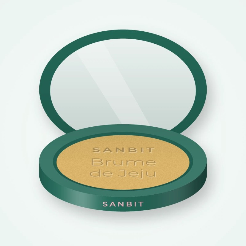 Enlumineur sans paillettes Brume de Jeju – Sanbit, boîtier 7 g, teinte Doré