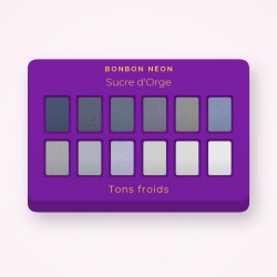 Palette yeux Sucre d'Orge au kaolin – Bonbon Néon, 4 × 1,2 g, teinte Tons froids
