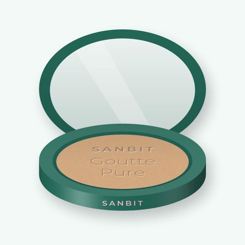 Poudre tenue extrême Goutte Pure – Sanbit, boîtier 12 g, teinte 08 Sable