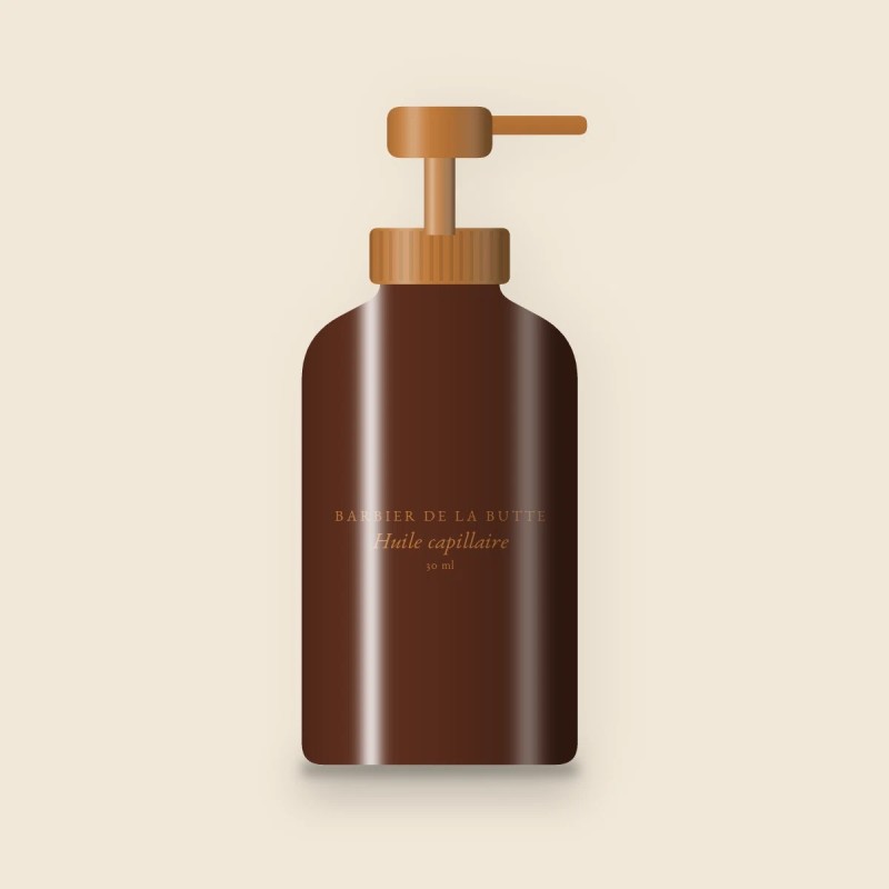 Huile capillaire anti-frisottis aux pépins de raisin – Barbier de la Butte, flacon-pompe 30 ml