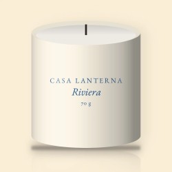 Bougie parfumée Riviera au vétiver – Casa Lanterna, pot en verre 70 g