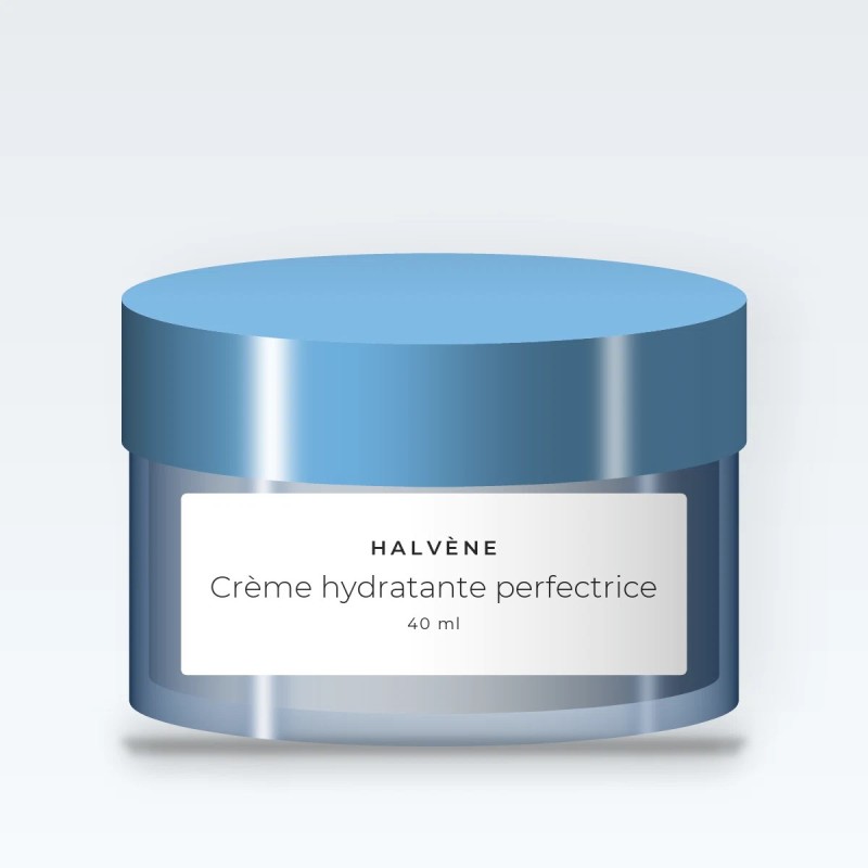 Crème hydratante perfectrice à l'acide hyaluronique – Halvène, pot 40 ml