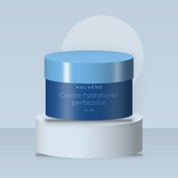 Crème hydratante perfectrice à l'acide hyaluronique – Halvène, photo d'ambiance