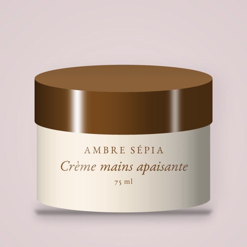 Crème mains apaisante à l'huile de sésame – Ambre Sépia, pot 75 ml