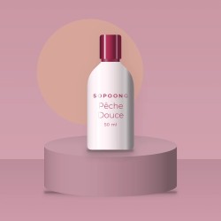 Huile corps Pêche Douce à la noix de macadamia – Sopoong, photo d'ambiance