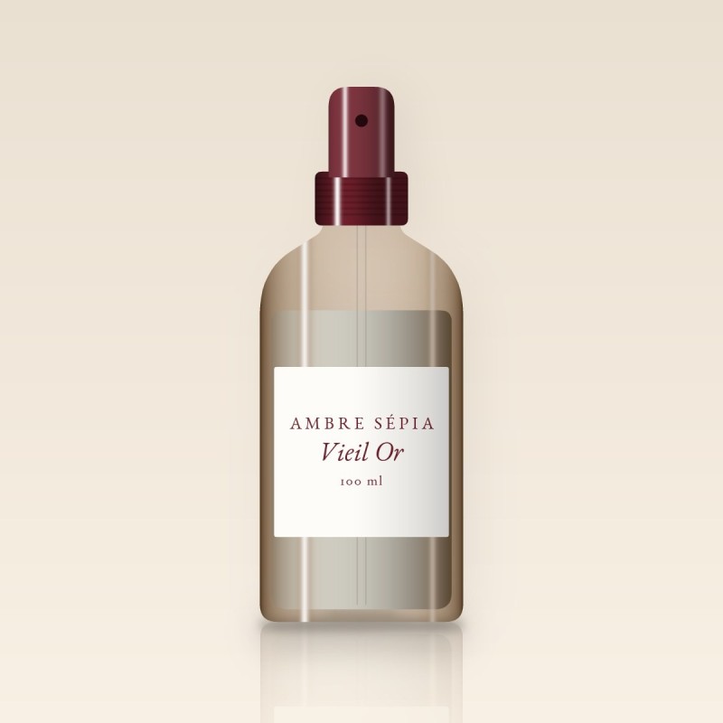 Brume parfumée Vieil Or au figuier – Ambre Sépia, flacon spray 100 ml