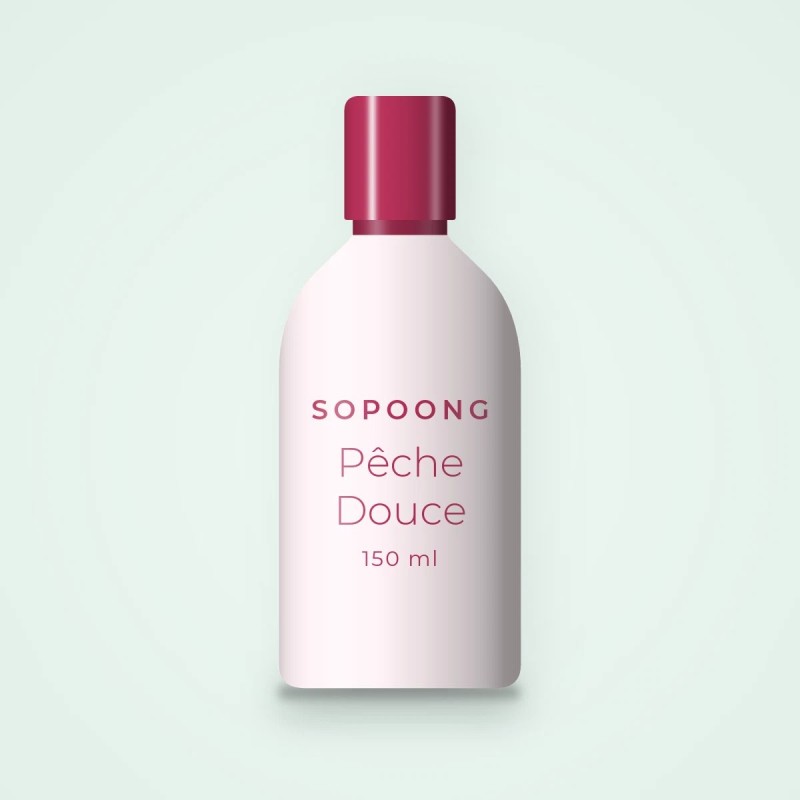 Lait solaire Pêche Douce sensoriel SPF 30 – Sopoong, flacon 150 ml