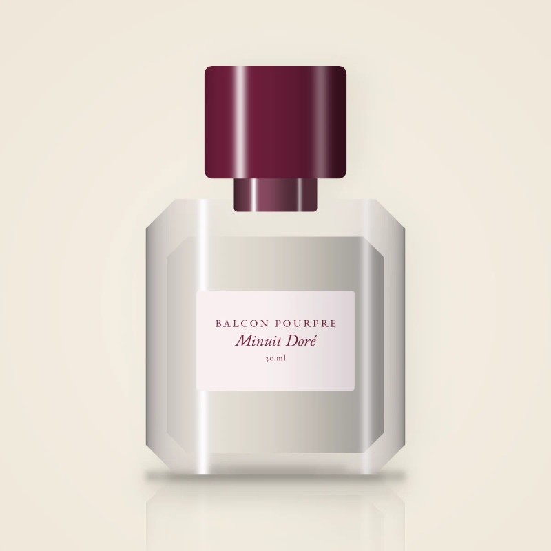 Parfum Minuit Doré abstrait à l'iris – Balcon Pourpre, flacon 30 ml