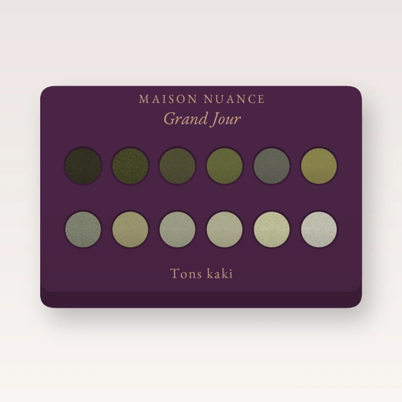 Palette yeux intense Grand Jour – Maison Nuance, 12 × 1 g, teinte Tons kaki
