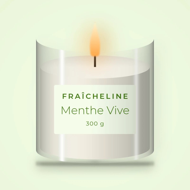 Bougie parfumée Menthe Vive au genévrier – Fraîcheline, pot en verre 300 g