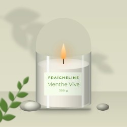 Bougie parfumée Menthe Vive au genévrier – Fraîcheline, photo d'ambiance