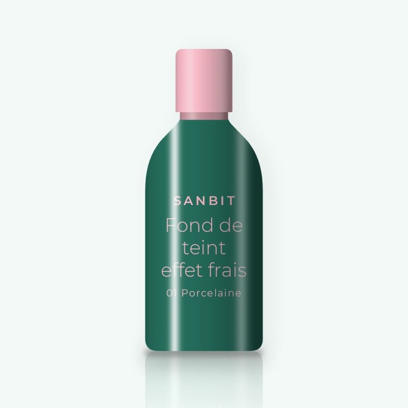 Fond de teint effet frais à la réglisse – Sanbit, flacon 30 ml, teinte 01 Porcelaine