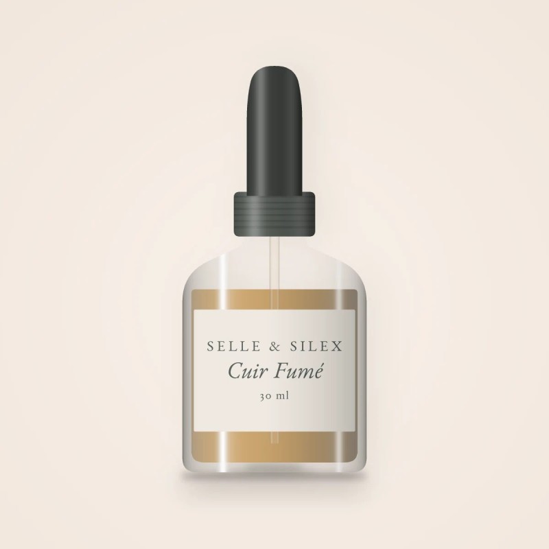 Huile à barbe Cuir Fumé soin complet – Selle & Silex, flacon compte-gouttes 30 ml
