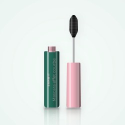 Mascara effet courbe à la cire de riz – Sanbit, flacon et brosse 8 ml, teinte Noir intense