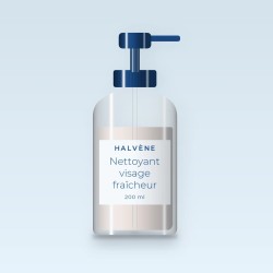 Nettoyant visage fraîcheur à l'extrait de calendula – Halvène, flacon-pompe 200 ml