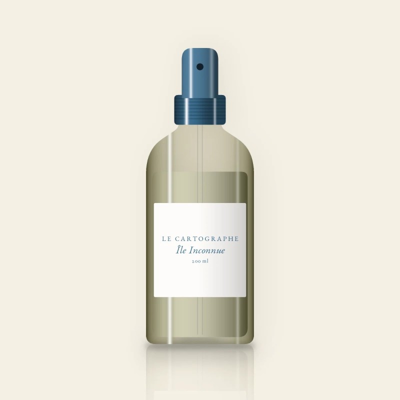 Brume Île Inconnue ensoleillée au concombre – Le Cartographe, flacon spray 200 ml