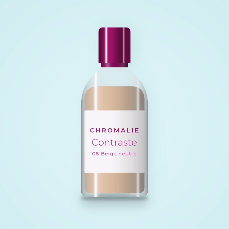 Fond de teint Contraste à la réglisse – Chromalie, flacon 35 ml, teinte 08 Beige neutre