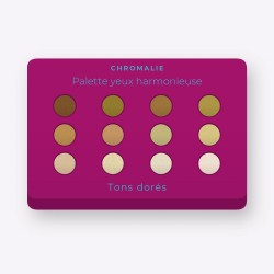 Palette yeux harmonieuse à l'extrait de rose – Chromalie, 9 × 1 g, teinte Tons dorés