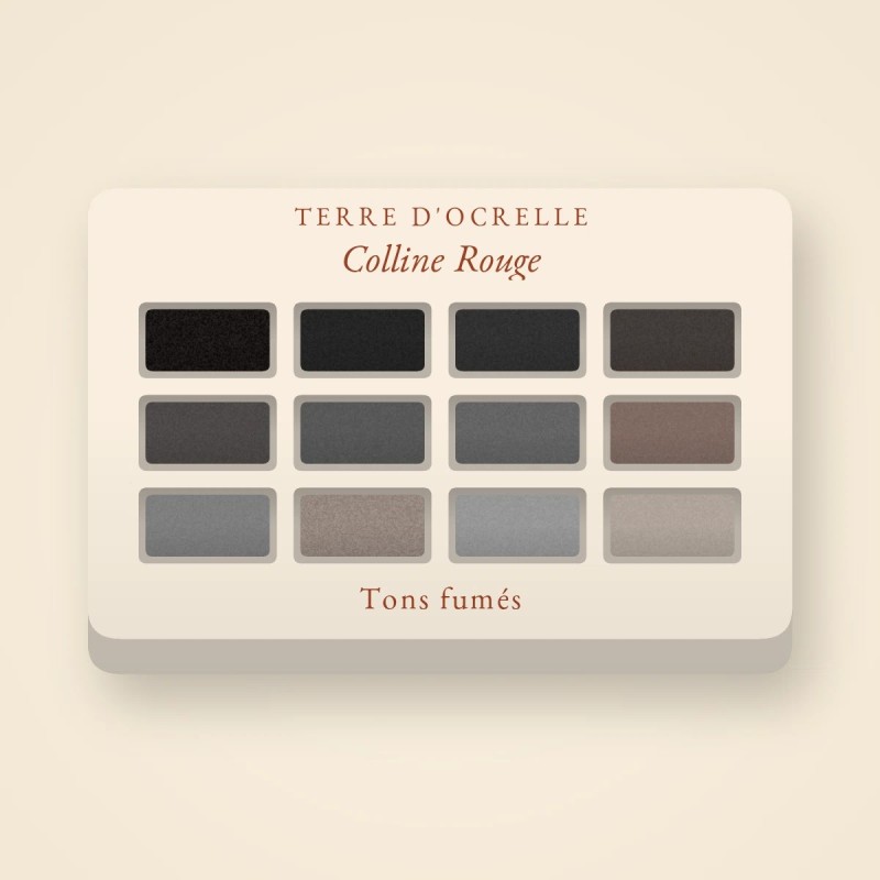 Palette yeux Colline Rouge regard intense – Terre d'Ocrelle, 4 × 1,2 g, teinte Tons fumés