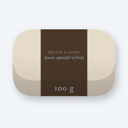 Savon saponifié à froid au rhassoul – Mélèze & Givre, pain 100 g