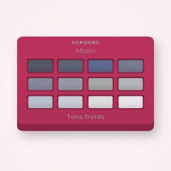 Palette yeux confort Mochi – Sopoong, 4 × 1,2 g, teinte Tons froids