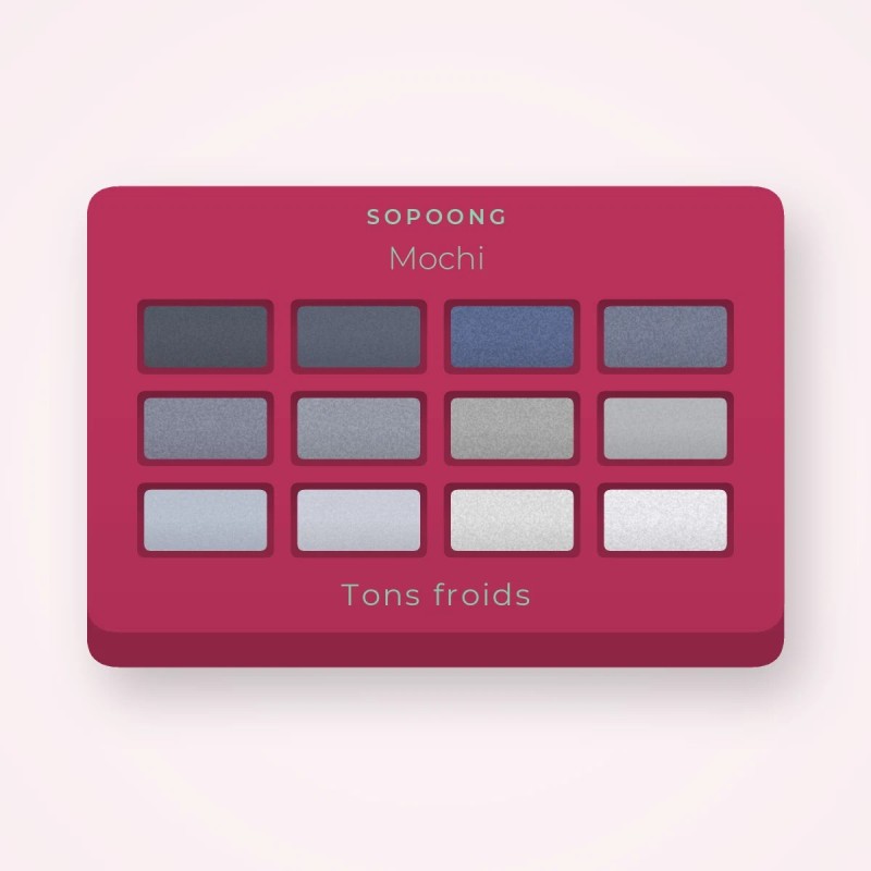Palette yeux confort Mochi – Sopoong, 4 × 1,2 g, teinte Tons froids